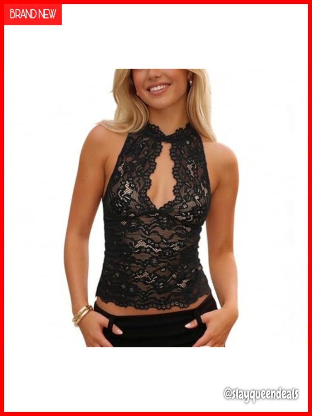 Women's Lace Mesh Sheer Tank Top Sleeveless Floral Cami Y2K Streetwear
